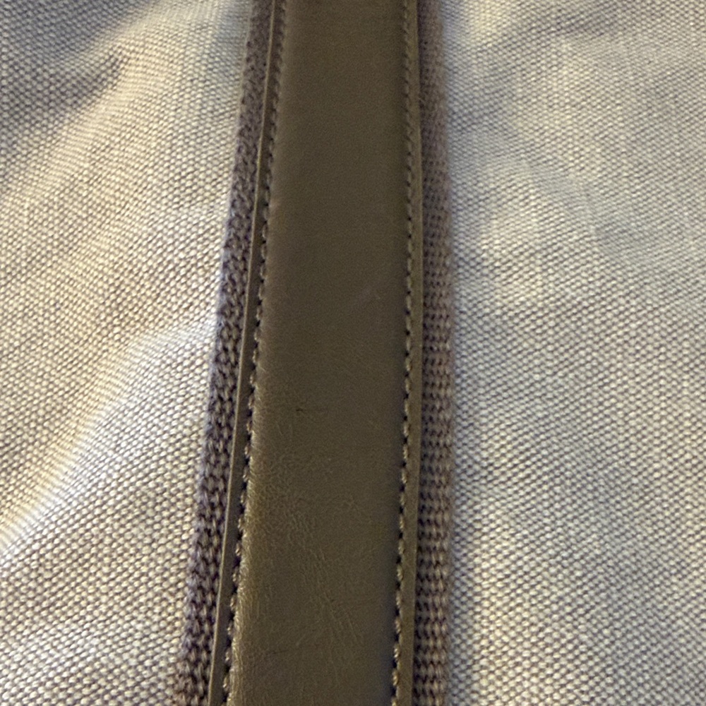 Canvas Tote Bag by Talbots with Leather Trim - Gray/Brown - Picture 3 of 5